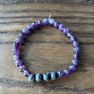 Add-on Item! 6mm Purple Amethyst Lava Bead Diffuser Bracelet